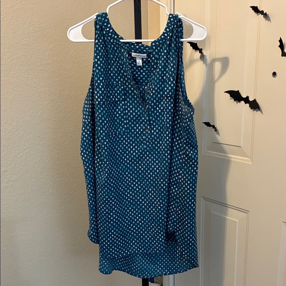 Croft & Barrow Teal and White Sleeveless Top